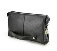 Contacts Organizer per carta d'identità da uomo in vera pelle per uomo, grande capacità, con cerniera antifurto, portafoglio da viaggio per passaporto, porta telefono, borsa a mano con tracolla, Nero