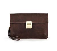 Contacts Pochette da uomo, in pelle, con lucchetto a codice, antifurto, da viaggio, in pelle, pochette da lavoro, per uomo, Caffè