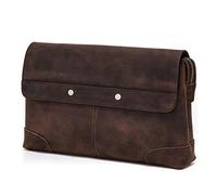 Contacts Pochette da uomo in vera pelle per carte d'identità, grande capacità, con blocco antifurto, da viaggio, passaporto, telefono, borsa a mano con cinturino da polso, Marrone scuro, Taglia unica,