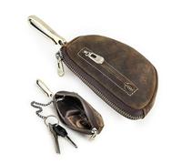 Contacts Portachiavi da uomo in pelle con slot AirTag, da donna, con gancio portachiavi, resistente ai graffi, Marrone scuro, S