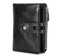 CONTACTS Portafoglio da uomo con blocco RFID, pochette in morbida pelle con tasca con zip, portafoglio multifunzionale Carte di credito, organizzatori di carte di accesso Nero