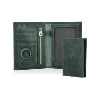 Contacts - Portafoglio da uomo per passaporto in vera pelle con blocco RFID, porta AirTag, scomparto per carte, elegante e compatto per viaggi in famiglia, Carry 1-4 passport, Rétro
