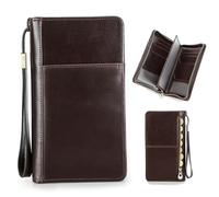 Contacts Portafoglio da viaggio in pelle per passaporto di famiglia, 4 pezzi, pochette da viaggio da uomo d'affari con cerniera da polso borsa da polso organizer per carte e telefono con blocco RFID