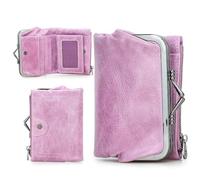 Contacts Portafoglio RFID da donna con chiusura a bacio, portamonete compatto da donna in vera pelle con tasca con cerniera vintage, porta carte di credito, piccola pochette con finestra per documento