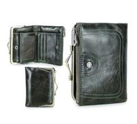 Contacts Portafoglio RFID da donna con chiusura a bacio, portamonete compatto da donna in vera pelle con tasca con cerniera vintage, porta carte di credito, piccola pochette con finestra per documento