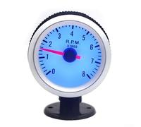 Contagiri analogico da 52 mm, con quadrante bianco e LED blu, contagiri da 0 a 8000 giri/min per veicoli a benzina da 12 V, compatibile con 4, 6, 8