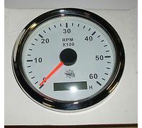 Contagiri bianco con bordo inox lucidato+contaore digitale 0-6000 rpm