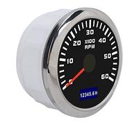 Contagiri per Barche, Contagiri per Auto Contagiri Marino 85 Mm ABS in Acciaio Inossidabile con Puntatore Rosso per Automobili Imbarcazioni 9-32 V (BLACK)