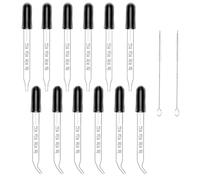 Contagocce Liquido 1 ml, 12 pezzi Pipetta in vetro con 2 spazzolini per la pulizia Pipetta in vetro calibrata con punta curva e diritta per liquidi, alimentazione, orecchie, laboratorio