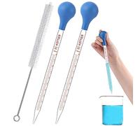 Contagocce per pipette in vetro da 10 ml, graduato in laboratorio per olio essenziale liquido, pipetta di trasferimento in vetro con lampadina in gomma e spazzola per la pulizia (2 pezzi)