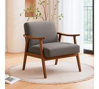 Container Furniture Direct Sedia Accent con rivestimento in microfibra e struttura in legno massello, mobili classici da soggiorno moderni della metà del secolo per posti a sedere extra, grigio
