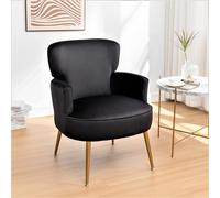 Container Furniture Direct Sedia alla moda in velluto con gambe in metallo dorato, poltrona imbottita per spazi di piccole e medie dimensioni, soggiorno, camera da letto, scrivania e ingresso, media