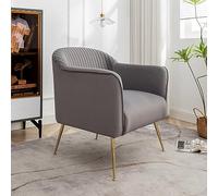 Container Furniture Direct Sedie moderne in velluto per soggiorno, camera da letto e ingresso, poltrona moderna con eleganti gambe in metallo, soluzione elegante per piccoli spazi, grigio