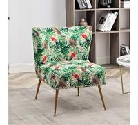 Container Furniture Direct Thia - Sedia senza braccioli per soggiorno, elegante seduta con finiture a chiodo, gambe in metallo dorato e comodo schienale curvo, 71,1 cm P x 63,5 cm L x 74,9 cm H