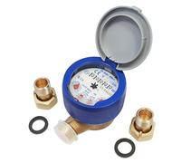 Contatore Acqua 1/2” Quadrante Asciutto Orientabile - Omologato MID 2004/22/CE - Per Acque Dure e Sabbiose - Con Raccordi Inclusi - Contalitri Meccanico.