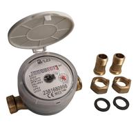 CONTATORE ACQUA FREDDA DN15 (1/2") -CORPO in OTTONE-COMPLETO Di RACCORDI E GUARN