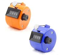 Contatore Contapersone Manuale Contacolpi Portatile,Display a 4 Cifre/Sport/Trainer/Scuola/Evento, Contatore di Quantità Meccanico Senza Batteria, Arancione e Blu, 4,3 cm x 4,3 cm x 5,2 cm, 29 g.