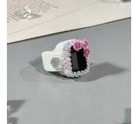 Contatore da dito con fiore completamente tempestato di cristalli multicolore, portatile, con pulsante manuale, mini contatore palmare elettronico, adatto per contare preghiere, attività, regali per l
