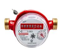 Contatore d'acqua calda DN 15 (per tubi con diametro nominale 15 mm, attacchi filettati 3/4") - Portata 1,6 m³/h - Validità fino al 2029