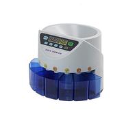 Contatore di denaro, Bill Counter Machine blu moneta moneta Valore moneta Streccione euro Coun for le monete del mercato europeo Contare la macchina con 8 tubo di denaro(EURO)