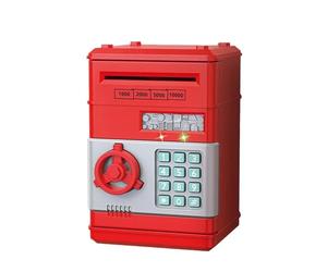 Contatore di denaro, Mini salvadanaio elettronico con blocco password, conteggio automatico delle monete sicuro for i bambini(Rot)