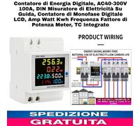 Contatore di Energia Digitale, AC40-300V 100A, DIN Misuratore di Elettricità
