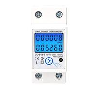 Contatore di energia LCD digitale su guida Din Reset Zero monofase AC 110V 220V Kwh elettrico Misuratore di potenza Misuratore di consumo di elettricità(White AC220V)