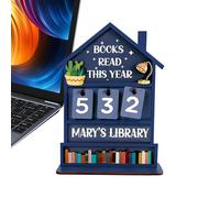 Contatore di Libri Lus Quest'anno | Contatore di Lettura Manuale in Legno Rustico Decorativo per la Casa - Arredamento Della Libreria Con Pannello Di Lettura - Per Scaffale Scrivania Tavolo Casa
