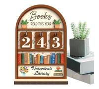 Contatore di libri supporto decorativo in legno per lettura | Inseguitore di Progressi di Lettura per Bibliofili, Membri del Club, Studenti, Insegnanti, Scrittori, Lettori, Biblioteca,