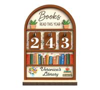 Contatore di Libri Supporto in Legno per Sfida di Lettura | Tracciamento Dei Libri Letti Quest'anno Per Lettura Obiettivo Fino a 999 Studente Library Regalo