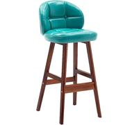 Contatore di sgabelli Bar Vintage con Imbottita Pelle PU e Gambe in Legno, Sedia a Back Sgabello per bancone Cucina, Sala da Pranzo, caffè (blu-1ps, 63 cm)