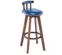 Contatore di sgabelli, sgabelli da Bar Vintage con Pelle Imbottita in Pelle PU e Gambe in Legno, Sedia a Back Sgabello per bancone da Cucina, Sala da Pranzo, caffè (blu-1ps, 73 cm)