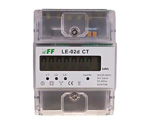 Contatore digitale LE-02D-CT, montaggio per guida DIN 3 fasi, LCD a 4 conduttori