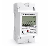 Contatore elettronico monofase Qoltec | Contatore di consumo energetico su guida