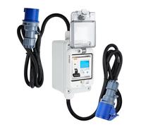 Contatore energia elettrica mobile 220V 60A Spina CEE Contatore digitale mobile con interruttore di tipo A da 16A 3 * 1,5mm² Lunghezza cavo 3m IP65 Impermeabile per uso domestico (HRDQ-07)