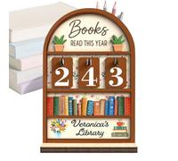 Contatore Libri Letti Quest'Anno - Targhetta Mini Libreria & Fermalibri Cubi Numerici Rotanti | Traccia Fino A 999 Libri Letti | Decorazione Tracker Lettura