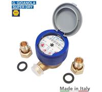 Contatore per Acqua Potabile Idrico da 1/2 Asciutto Raccordi in Ottone Gioanola