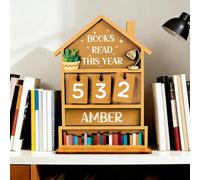 Contatore per libri in legno 3D | Libri in legno rustico Read This Year Sign | Supporto per libri in legno | Decorativo vintage Home Read Tracker per casa, ufficio, studio, soggiorno, mensola da