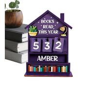 Contatore per libri Letti | Display rustico in legno per la casa con follower manuale di lettura | Decorazione per scaffalature e segnalatore di lettura - da visualizzare su scaffalature Scrivania