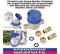 Contatore x Acqua Fredda Con Raccordi x Uso Domestico E Giardino 15mm 1/2 Pollic