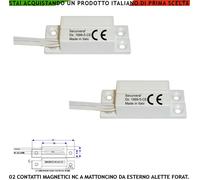 Contatti Magnetici NC Allarme Apertura Porte Legno Antifurto Esterno 2 Pezzi