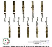 Contatto Magnetico Ottone da Incasso Cilindrico 10 Pz Protezione Antifurto Porte