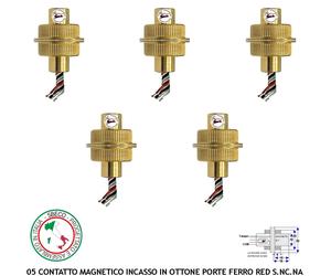 Contatto Magnetico Ottone Incasso Antifurto Pz 5 Rileva Posizione Porta Cancello