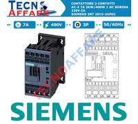Contattore AC-3 7A 3 kW 400V Bobina 230V Teleruttore Siemens 3RT2015-2AP02
