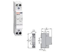 CONTATTORE MODULARE LOVATO 2 POLI - CONTATTI 2 NA 20 A BOBINA 220-230 V c.a.