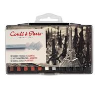 Conté a Paris 50247 Carré - Set di 12 gessetti con elevata resistenza alla luce, in pigmenti di alta qualità per schizzi, disegni e ritratti, colori assortiti