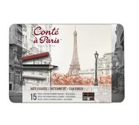 Conté À Paris Set Schizzo in astuccio di metallo - 7 matite da disegno, 6 Carré + Accessori