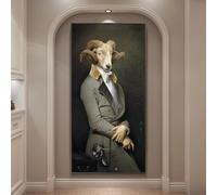 Conte della capra, dipinto creativo di animali, stampa su tela, opere d'arte in stile nordico retrò, immagini per soggiorno Senza cornice 30x60cm(12x24inch)