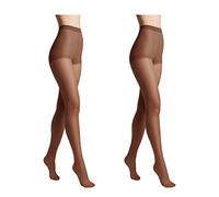 Conte elegant SOLO 20 DEN Set di 2 Collant da Donna Semiopachi, Resistenti - Collant da Donna Sottili con Slip Marcati - Calze Lisce - Taglia 5 - Mokka