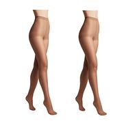 Conte elegant SOLO 20 DEN Set di 2 Collant da Donna Semiopachi, Resistenti - Collant da Donna Sottili con Slip Marcati - Calze Lisce - Taglia 6 - Naturale